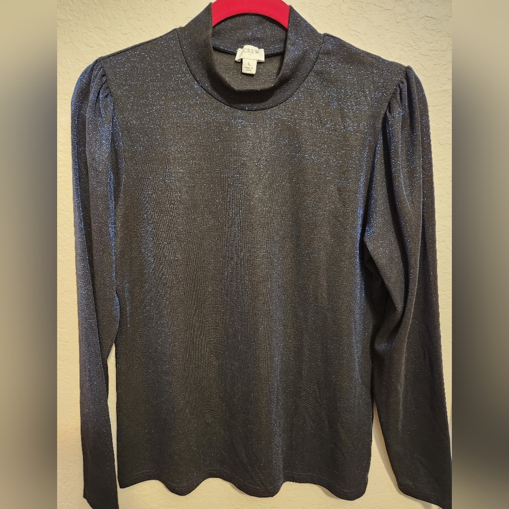 J crew black top with blue metallic sparkle
